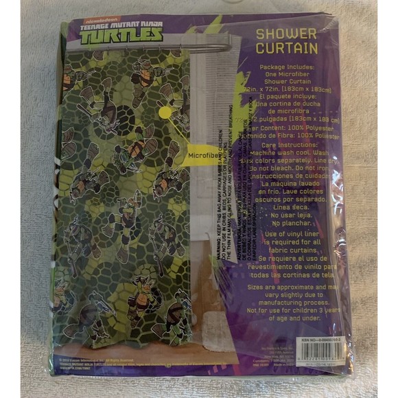 Teenage Mutant Ninja Turtles Nickelodeon Shower Curtain 72 X 72 NEW IN PKG 2014 - Picture 2 of 7